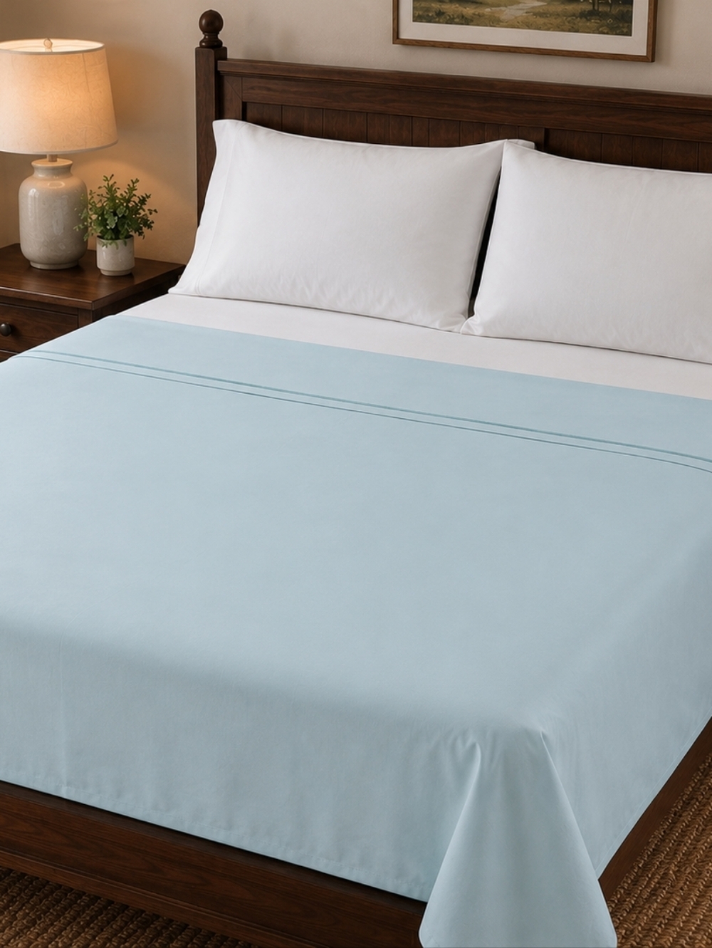 Classic Traditions Twin Flat Sheet Aqua Blue 200 Thread Count Bedding Made USA